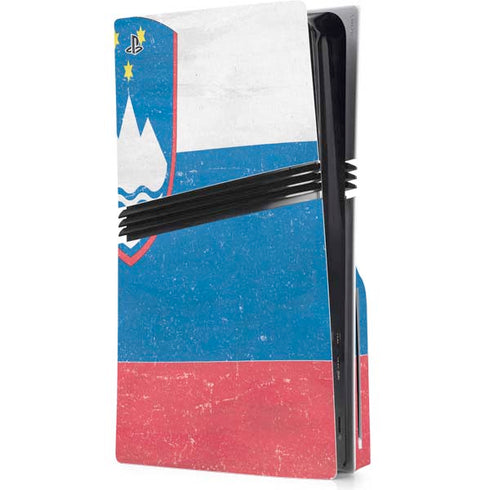 Slovenia Flag Distressed PS5 Pro Disk Console Skin